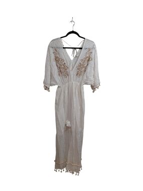 Chelsea & Violet White Maxi Dress with Beige Embroidery